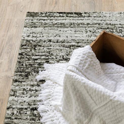 2' X 8' Gold And Slate Abstract Runner Rug